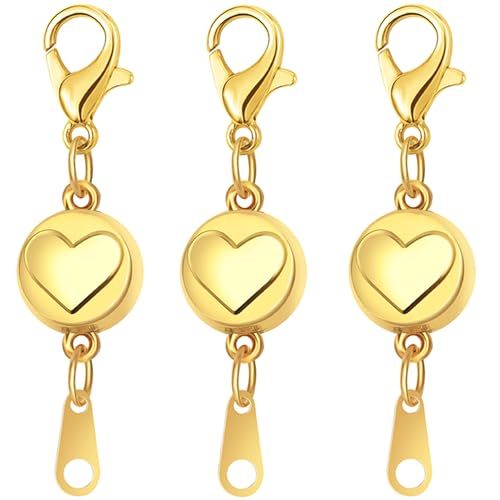 Magnetverschlüsse aus Sterlingsilber, S925 Schmuckverbinder, magnetische Halskettenverschlüsse und Verschlüsse, Gold- und Silber-Magnetverschluss, Konverter für Schmuckherstellung (3 Gold) von Oilzorr
