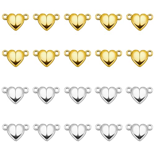 Magnetverschlüsse in Herzform zur Schmuckherstellung, Gold und Silber, 20 Stück (10 Gold, 10 Silber, 8 mm) von Oilzorr