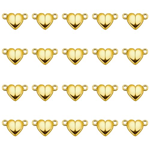 Magnetverschlüsse in Herzform zur Schmuckherstellung, Gold und Silber, 20 Stück für Halsketten und Armbänder (20 Stück Gold/8 mm) von Oilzorr