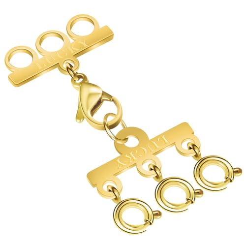 Oilzorr 3 goldene Halsketten-Verschlüsse, mehrsträngige Halsketten-Trennwände für mehrreihigen Look von Oilzorr