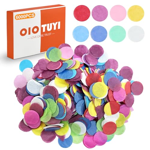 OioTuyi 6000 Stück Konfetti Groß Bunt Pastell Rosa: Runde Mehrfarbige Papier, Seidenpapier & Transparentpapier Deko für Hochzeit, Geburtstag, Party & Basteln (50g) von OioTuyi