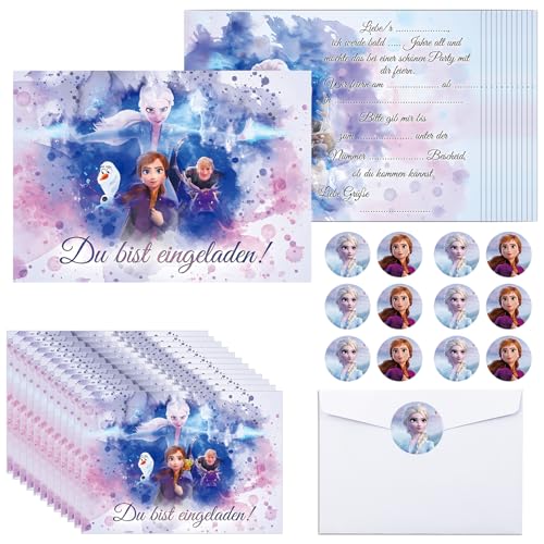 Oirigaga Einladungskarten Kindergeburtstag Mädchen, 12pcs Geburtstag Einladungskarten auf Deutsch, Partyeinladungen mit Umschlägen und Aufklebern, Eiskönigin Eisa Prinzessin Einladung Set für Kinder Oirigaga Einladungskarten Kindergeburtstag Mädchen, 12pcs Geburtstag Einladungskarten auf Deutsch, Partyeinladungen mit Umschlägen und Aufklebern, Eiskönigin Eisa Prinzessin Einladung Set für Kinder von Oirigaga