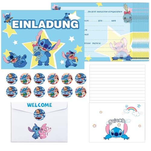 Oirigaga Einladungskarten für Kindergeburtstag, 12pcs Kinder Geburtstag Einladungen auf Deutsch, Partyeinladungen Set mit Umschlägen und Runden Aufklebern, Cartoon Einladung für Jungen Mädchen Teens Oirigaga Einladungskarten für Kindergeburtstag, 12pcs Kinder Geburtstag Einladungen auf Deutsch, Partyeinladungen Set mit Umschlägen und Runden Aufklebern, Cartoon Einladung für Jungen Mädchen Teens von Oirigaga