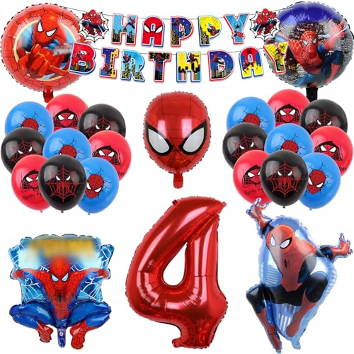Oirigaga Geburtstagsdeko Luftballons Set, Geburtstag Ballons für 4 Jahre Jungen, Kindergeburtstag Party Deko Helium Balloons, Cartoon Anime Spidey Folienballons mit Happy Birthday Banner für Kinder Oirigaga Geburtstagsdeko Luftballons Set, Geburtstag Ballons für 4 Jahre Jungen, Kindergeburtstag Party Deko Helium Balloons, Cartoon Anime Spidey Folienballons mit Happy Birthday Banner für Kinder von Oirigaga