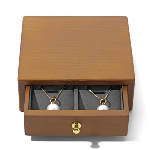 Oirlv Massivholz Multifunktions 4 Anhänger Box Schmuckkästen Organizer für Halsketten,Armbänder,Lange Kette(Dunkelgrau) von Oirlv