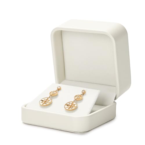 Oirlv PU Leder Beige Ohrringbox Schmuckschatulle Valentinstag Geburtstag Geschenkbox Ohrring Geschenkbox Schmuck Ohrring Display Stand von Oirlv