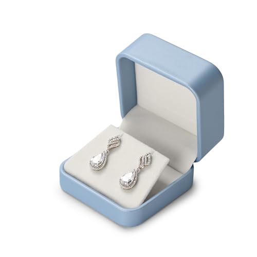 Oirlv PU Leder Blau Ohrringbox Schmuckschatulle Valentinstag Geburtstag Geschenkbox Ohrring Geschenkbox Schmuck Ohrring Display Stand von Oirlv