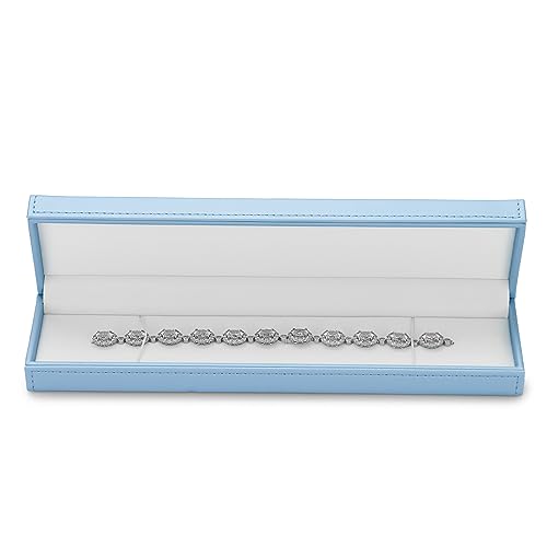Oirlv PU Leder lange Halskette Box blau Halskette Boxen Anhänger Display Box für Geburtstag,Weihnachten,Jahrestag,Valentinstag (Lange Kette Box) von Oirlv