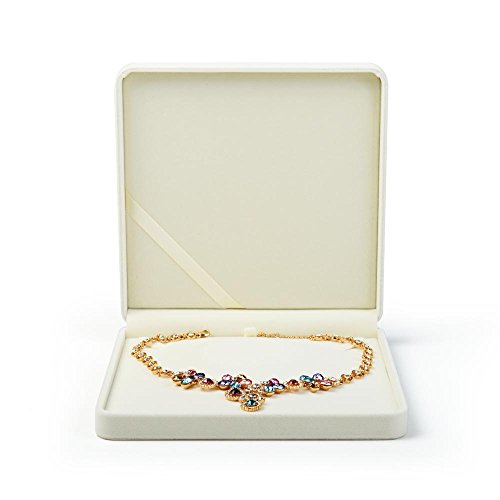 Oirlv Große Samt-Geschenkbox für Halskette, Perlenkette, weiße Schmuckschatulle von Oirlv