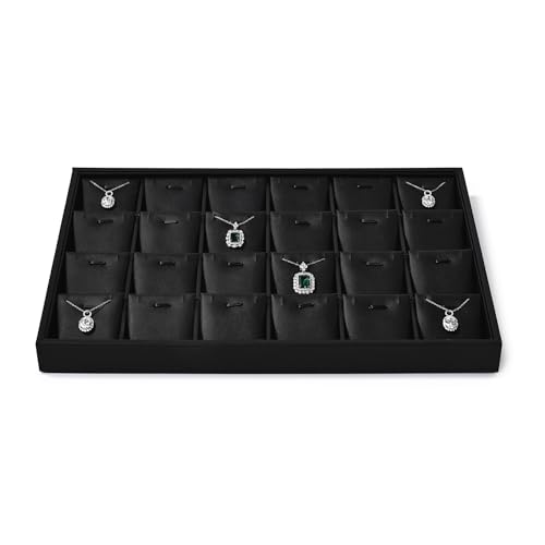 Oirlv Schwarz PU Leder 24 Grid Schmuck Einfügen Tabletts Halskette Anhänger Display Tabletts Schmuck Organizer von Oirlv