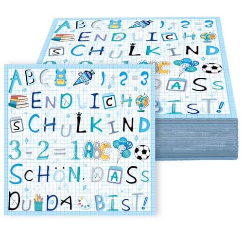 40 Stück Servietten Einschulung,Papierservietten Kinder, Bunte Schulkind Servietten für Mädchen und Jungen, 33x33 cm, Perfekte Deko für den Schulanfang 40 Stück Servietten Einschulung,Papierservietten Kinder, Bunte Schulkind Servietten für Mädchen und Jungen, 33x33 cm, Perfekte Deko für den Schulanfang von Oizemori