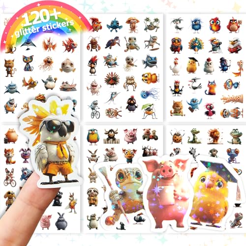6 Bögen Glitzer Tiersticker für Kinder & Mädchen – Holografische Tiere & Waldtiere Aufkleber – Wasserdicht, Kratzfest – Ideal für Scrapbooking, Fotoalben, Geschenke, Basteln 6 Bögen Glitzer Tiersticker für Kinder & Mädchen – Holografische Tiere & Waldtiere Aufkleber – Wasserdicht, Kratzfest – Ideal für Scrapbooking, Fotoalben, Geschenke, Basteln von Oizemori