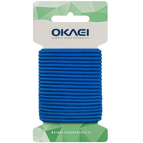 OKAEI Gummikordel 2mm x 10m - Hochwertiges Gummiseil in Blau, Flexibles Gummiband/Hutgummi/Rundgummi - Ideal für DIY Projekte und Handwerk von Okaei