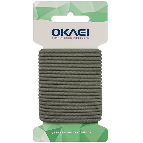 OKAEI Gummikordel 2mm x 10m - Hochwertiges Gummiseil in Khaki, Flexibles Gummiband/Hutgummi/Rundgummi - Ideal für DIY Projekte und Handwerk von Okaei