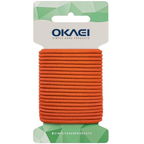 OKAEI Gummikordel 2mm x 10m - Hochwertiges Gummiseil in Orange, Flexibles Gummiband/Hutgummi/Rundgummi - Ideal für DIY Projekte und Handwerk von Okaei
