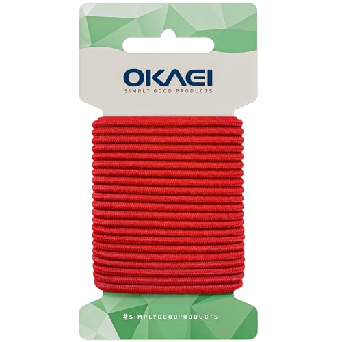OKAEI Gummikordel 2mm x 10m - Hochwertiges Gummiseil in Rot, Flexibles Gummiband/Hutgummi/Rundgummi - Ideal für DIY Projekte und Handwerk von Okaei