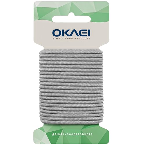 OKAEI Gummikordel 2mm x 10m - Hochwertiges Gummiseil in Silber, Flexibles Gummiband/Hutgummi/Rundgummi - Ideal für DIY Projekte und Handwerk von Okaei