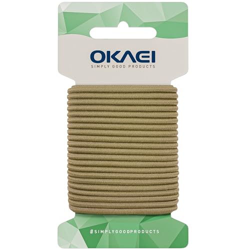 OKAEI Gummikordel 2mm x 5m - Hochwertiges Gummiseil in Gold, Flexibles Gummiband/Hutgummi/Rundgummi - Ideal für DIY Projekte und Handwerk von Okaei