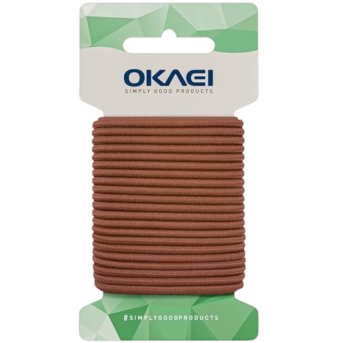 OKAEI Gummikordel 2mm x 5m - Hochwertiges Gummiseil in Gold Braun, Flexibles Gummiband/Hutgummi/Rundgummi - Ideal für DIY Projekte und Handwerk von Okaei