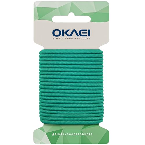 OKAEI Gummikordel 2mm x 5m - Hochwertiges Gummiseil in Grün, Flexibles Gummiband/Hutgummi/Rundgummi - Ideal für DIY Projekte und Handwerk von Okaei