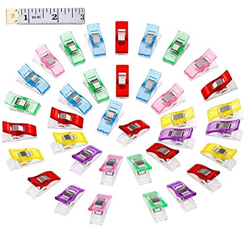 Okaytec 60 Stoffklammern Wonder Clips Mehrfarbig Stoffe zum Nähen Zubehöre Nähzubehör Set - Klammern aus Kunststoff Patchwork Buckle Multi- Nähklammern Kurzwaren für Quilting Clips,Häkeln von Okaytec