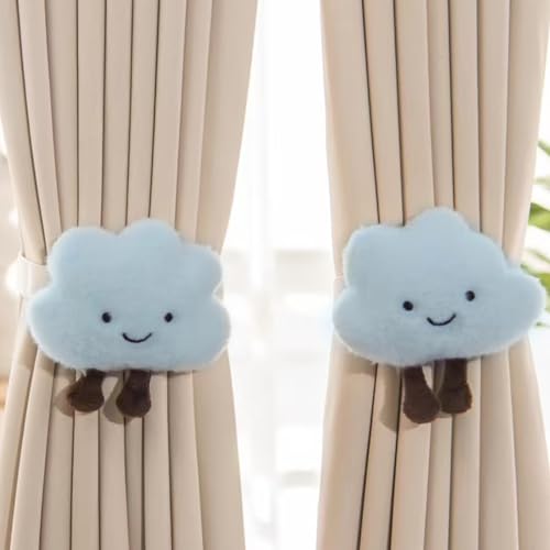 Okaywork 2 Stück Gardinenclips Raffhalter Seil, Cartoon Vorhanghalter, Vorhang Raffhalter, Raffhalter für Vorhänge, Gardinen Haken Ringe für Kinderzimmer Dekoration (Wolken) von Okaywork
