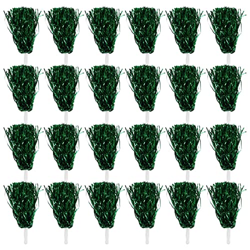 Okeeyseda 24 StüCk Cheerleading Pom Poms Metallfolie Cheer Pom Poms mit Kunststoffgriff für Erwachsene Kinder Cheerleader GrüN von Okeeyseda