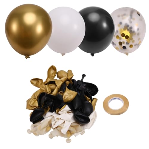 Okeeyseda Schwarze und Goldene Luftballons, 67 Stück 12 Große Schwarze, Weiße und Goldene Konfetti-Luftballons für Geburtstag, Hochzeit, Neujahr Okeeyseda Schwarze und Goldene Luftballons, 67 Stück 12 Große Schwarze, Weiße und Goldene Konfetti-Luftballons für Geburtstag, Hochzeit, Neujahr von Okeeyseda