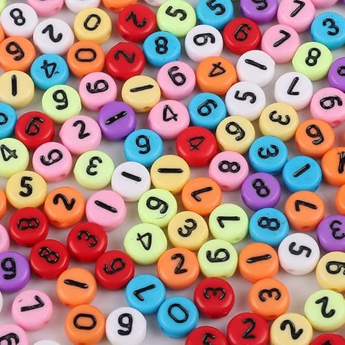 Okkop 400pcs Zahlenperlen rund 4×7mm Perlen Zahlen Mix Mehrere Farbmischungen für Schmuck bastelnperlen Basteln.… (color) von Okkop