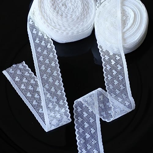 Okkop Vintage spitzenband aus Baumwolle- elastische spitzenband ca.20meter Herzförmige elastische Spitze Dekoration Zierband für Nähen Handwerk Hochzeit Deko Scrapbooking Geschenkbox.(aixin tanli20) von Okkop