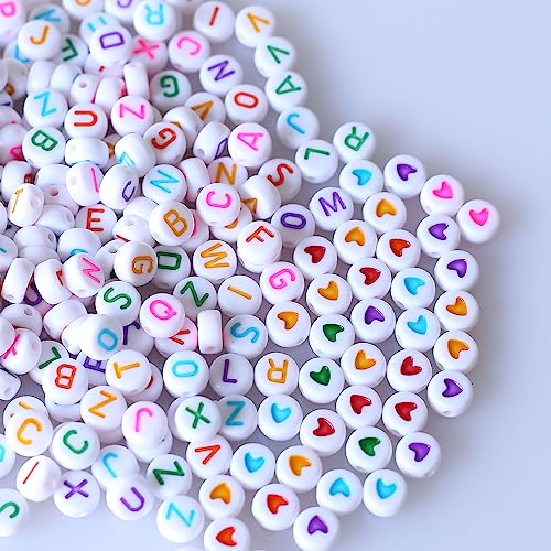 Okkop rund buchstabenperlen zum auffädeln ca.1000pcs 4x7mm bunt buchstaben perlen bastelnperlen Buchstaben A-Z perlen (White background color) von Okkop
