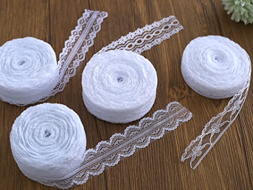 Okkop spitzenband 60M Spitzenbordüre in 4 type weiß Spitzenborte Vintage Zierspitze Häkelspitze Dekoband Zierband Spitzenstoff für Nähen Handwerk Hochzeit Deko (4lace60) von Okkop