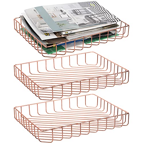 Okllen 3 Stück Draht-Aktenablage, rotgoldenes Papiertablett, Schreibtisch, Briefablage, Büro, große Dokumentenablage, Zeitschriftenordner, Aufbewahrungskorb, Organizer für Büro, Speisekammer, Zuhause, Okllen 3 Stück Draht-Aktenablage, rotgoldenes Papiertablett, Schreibtisch, Briefablage, Büro, große Dokumentenablage, Zeitschriftenordner, Aufbewahrungskorb, Organizer für Büro, Speisekammer, Zuhause, von Okllen