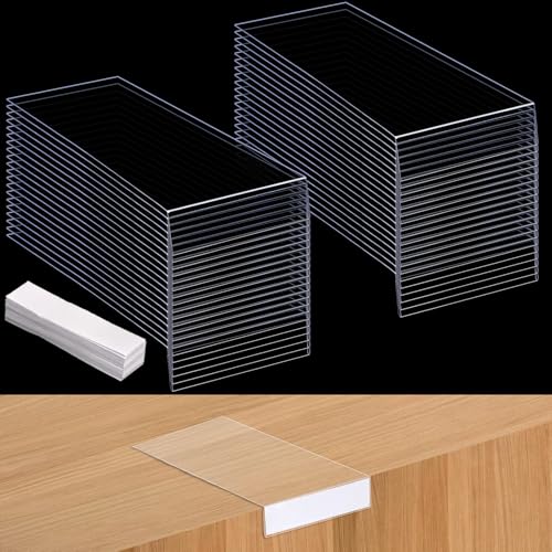 Okllen 40 Stück bewegliche Regaletikettenhalter, transparente Bibliotheksmarker, Bücherregal-Tags mit 40 Einsteckkarten für Bibliothek, Büro (20,3 x 7,6 x 2,3 cm) ​ von Okllen