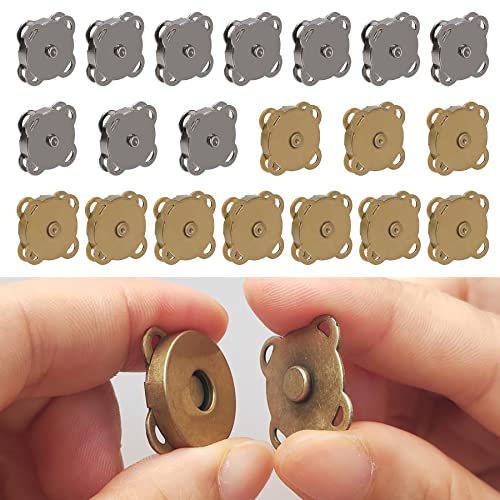 20 Paar magnetische Druckknöpfe aus Metall. Magnetischer Aufnahme aus Metall, 18 mm, Magnetknopf zum Nähen. Magnetverschluss, magnetische Automatikknöpfe für Taschen (Farbe Bronze/Schwarz) von Okoss