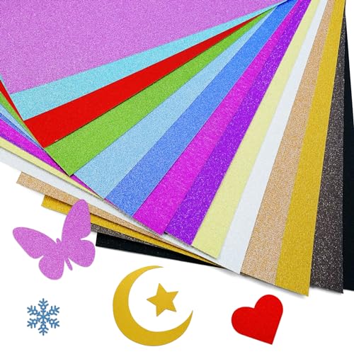 Okoss 28 Blatt Glitzerpapier zum Basteln, Bunt Glitzer Papier A4 29.7 x 21cm Bastelpapier Glitzer 250g/m² Glitterkarton zum Basteln und Gestalten für Kinder DIY Grußkarten Scrapbooking Craft 14 Farben Okoss 28 Blatt Glitzerpapier zum Basteln, Bunt Glitzer Papier A4 29.7 x 21cm Bastelpapier Glitzer 250g/m² Glitterkarton zum Basteln und Gestalten für Kinder DIY Grußkarten Scrapbooking Craft 14 Farben von Okoss