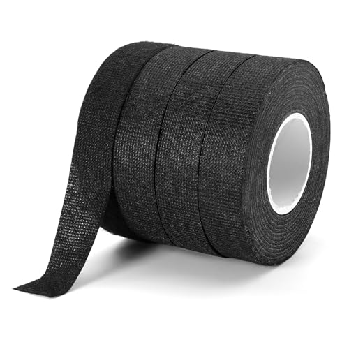 Okoss 4 Rolle KFZ Gewebeband,Gewebeband Schwarz Klebeband Kabelbaum 19mm x 15m,Textilklebeband Selbstklebendes Hitzebeständiges Isolierband für Auto Kabel Befestigt Kabelbäume Elektrisches Klebeband von Okoss