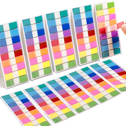 Okydoky 1800 Stück Haftstreifen(9 Farben,44 x 11 mm) 10er Pack Eschreibbare Klebezettel Haftmarker, Textstreifen Page Marker, Haftnotizen Index Tabs für Seitenmarkierungm, Sticky Notes(10p.DE) von Okydoky