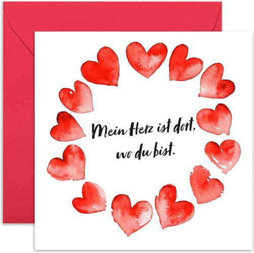 Besondere romantische Grußkarten für Ehefrau oder Ehemann – Liebeskarte „Mein Herz Ist Da Wo Du Bist“ Klappkarte mit Umschlag für Valentinstag – Karte für Jahrestag Hochzeitstag Beziehung Besondere romantische Grußkarten für Ehefrau oder Ehemann – Liebeskarte „Mein Herz Ist Da Wo Du Bist“ Klappkarte mit Umschlag für Valentinstag – Karte für Jahrestag Hochzeitstag Beziehung von Old English Company