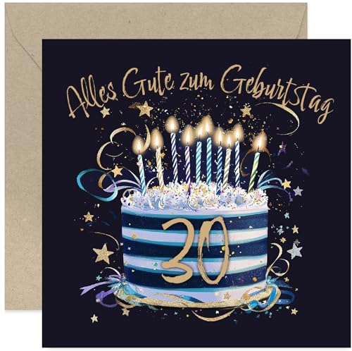 Geburtstagskarte für Männer – Grußkarte zum 30. Geburtstag für Sohn, Bruder, Neffe, Freund – Stilvolles Design mit Geburtstagstorte in Blau und Gold – Geschenke für ihn – mit Umschla Geburtstagskarte für Männer – Grußkarte zum 30. Geburtstag für Sohn, Bruder, Neffe, Freund – Stilvolles Design mit Geburtstagstorte in Blau und Gold – Geschenke für ihn – mit Umschla von Old English Company