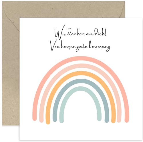 Gute Besserung Karte „Wir denken an Dich“ – Genesungskarte Gesundheit Gute Besserung Wünsche – Regenbogen-Design – für Frauen, Mädchen, Schwester, Freundin, Familie, Kollegen – mit Umschlag Gute Besserung Karte „Wir denken an Dich“ – Genesungskarte Gesundheit Gute Besserung Wünsche – Regenbogen-Design – für Frauen, Mädchen, Schwester, Freundin, Familie, Kollegen – mit Umschlag von Old English Company