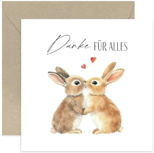 Herzliche Dankeskarte mit Umschlag - Danke für alles! Süße Dankeskarte Stilvolle Dankeskarte für Freunde Familie Partner Kollegen - Für Männer und Frauen - Premium Grußkarten - Hasen küssen mit Herz Herzliche Dankeskarte mit Umschlag - Danke für alles! Süße Dankeskarte Stilvolle Dankeskarte für Freunde Familie Partner Kollegen - Für Männer und Frauen - Premium Grußkarten - Hasen küssen mit Herz von Old English Company