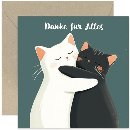 Herzliche Dankeskarte mit Umschlag - Danke für alles! Süße Dankeskarte Stilvolle Dankeskarte für Freunde Familie Partner Kollegen - Für Männer und Frauen - Premium Grußkarten - Süße Katzen Herzliche Dankeskarte mit Umschlag - Danke für alles! Süße Dankeskarte Stilvolle Dankeskarte für Freunde Familie Partner Kollegen - Für Männer und Frauen - Premium Grußkarten - Süße Katzen von Old English Company
