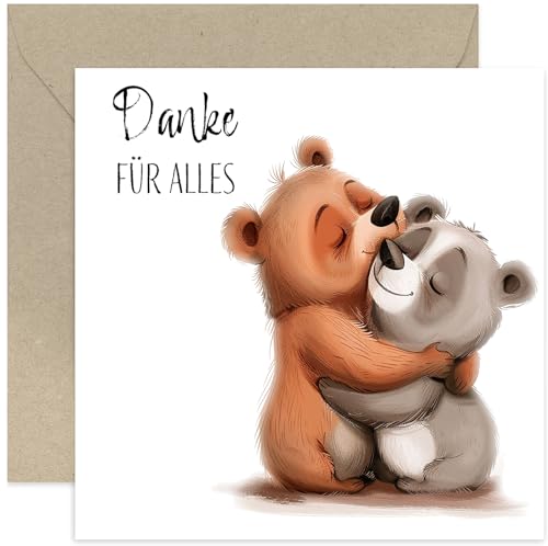Herzliche Dankeskarte mit Umschlag - Danke für alles! Süße Dankeskarte Stilvolle Dankeskarte für Freunde Familie Partner Kollegen - Für Männer und Frauen - Premium Grußkarten - Süßer Bär Cartoon Herzliche Dankeskarte mit Umschlag - Danke für alles! Süße Dankeskarte Stilvolle Dankeskarte für Freunde Familie Partner Kollegen - Für Männer und Frauen - Premium Grußkarten - Süßer Bär Cartoon von Old English Company