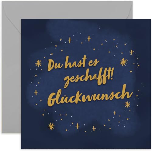 Hochwertige Glückwunschkarte zur bestandenen Prüfung mit Umschlag. Grußkarte mit Spruch, Abitur, Feier, Abitur, Bachelor, Master - Für Sohn Tochter Schwester Bruder - Sternenhimmel von Old English Company