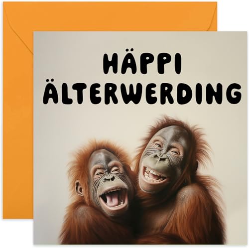Humorvoller Geburtstagsgruß - Alles Gute zum Älterwerden Lustige Geburtstagskarte mit Umschlag für Freunde und Familie Bunte Geburtstagskarte - Zwei Schimpansen - Für Bruder, Papa, Freund Humorvoller Geburtstagsgruß - Alles Gute zum Älterwerden Lustige Geburtstagskarte mit Umschlag für Freunde und Familie Bunte Geburtstagskarte - Zwei Schimpansen - Für Bruder, Papa, Freund von Old English Company