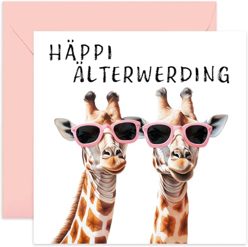 Humorvoller Geburtstagsgruß - Alles Gute zum Älterwerden. Lustige Geburtstagskarte mit Umschlag für Freunde und Familie - Giraffen mit Sonnenbrille - Für Bruder, Schwester, Freund, Mama, Papa Humorvoller Geburtstagsgruß - Alles Gute zum Älterwerden. Lustige Geburtstagskarte mit Umschlag für Freunde und Familie - Giraffen mit Sonnenbrille - Für Bruder, Schwester, Freund, Mama, Papa von Old English Company