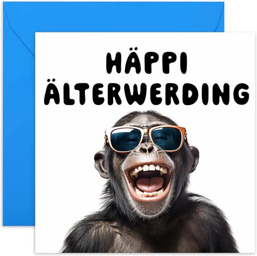 Humorvoller Geburtstagsgruß - Alles Gute zum Älterwerden. Lustige Geburtstagskarte mit Umschlag für Freunde und Familie. Bunte Geburtstagskarte - Affe mit Sonnenbrille - Für Bruder, Papa, Freund. Humorvoller Geburtstagsgruß - Alles Gute zum Älterwerden. Lustige Geburtstagskarte mit Umschlag für Freunde und Familie. Bunte Geburtstagskarte - Affe mit Sonnenbrille - Für Bruder, Papa, Freund. von Old English Company