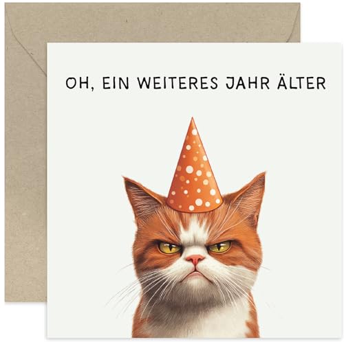 Lustige Geburtstagskarte mit Umschlag – Katzen Geburtstagskarte mit lustigem Spruch Glückwunschkarte zum Geburtstag Witzig – Humorvolle Geburtstagskarten für Frauen und Männer – Ginger Cat von Old English Company