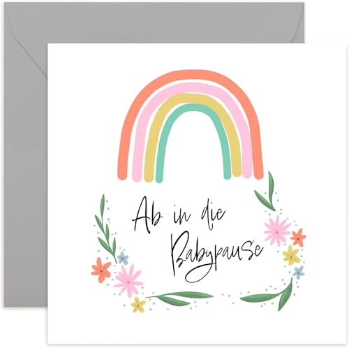 Mutterschaftsurlaubskarte - schöne Glückwunschkarte zur Geburt „Ab in die Babypause“ süße Geschenkkarte Schwangerschaft Abschiedskarte Babypause Geburt Baby Babyparty Mutter - Blumen und Regenbogen Mutterschaftsurlaubskarte - schöne Glückwunschkarte zur Geburt „Ab in die Babypause“ süße Geschenkkarte Schwangerschaft Abschiedskarte Babypause Geburt Baby Babyparty Mutter - Blumen und Regenbogen von Old English Company